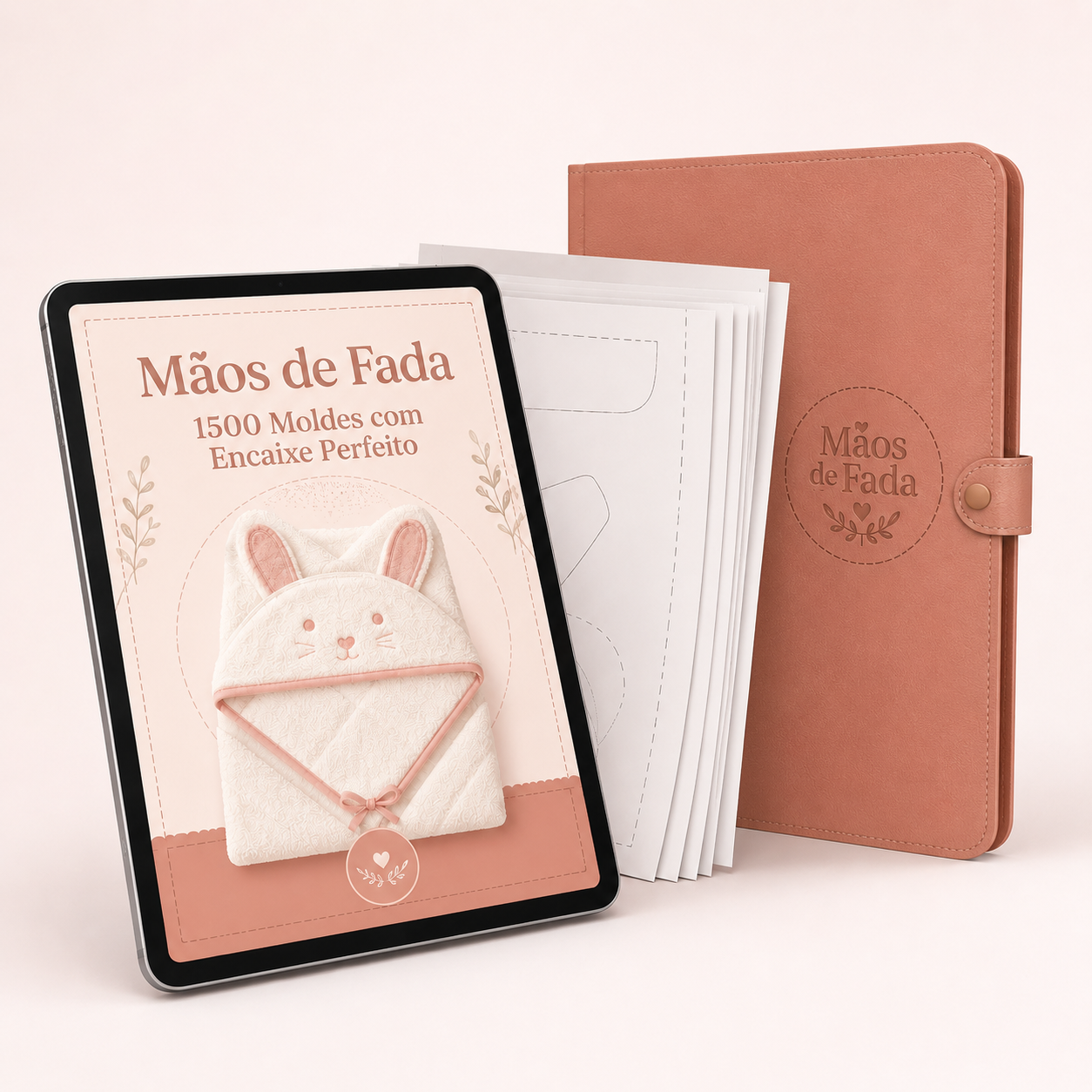 Mãos de Fada — tablet com coleção digital, moldes impressos e caderno com 1500 moldes com Encaixe Perfeito